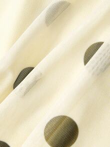 SHEIN MOD Women's Elegant Commute Polka Dot Print Ribbon Mini Dress - Apricot - View 6