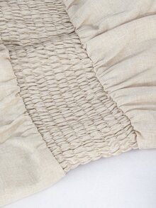 Momance Maternity Light Khaki Versatile Tie Cuff Ruffle Hem Long Sleeve Blouse Fall - Khaki - View 5
