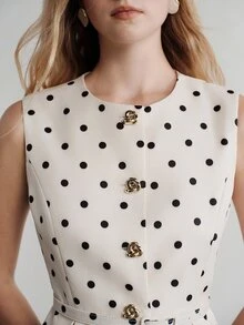 Aveloria Modichic Women's Polka Dot Pleated Casual Versatile Daily Wear Top - Multicolor - View 3