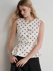 Aveloria Modichic Women's Polka Dot Pleated Casual Versatile Daily Wear Top - Multicolor - View 5