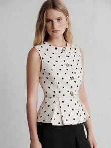 Aveloria Modichic Women's Polka Dot Pleated Casual Versatile Daily Wear Top - Multicolor - View 4