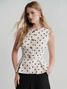 Aveloria Modichic Women's Polka Dot Pleated Casual Versatile Daily Wear Top - Multicolor - View 1