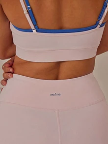 Aralina 女款雙肩帶鏤空短版上衣與高腰彈性瑜伽褲運動套裝 - 粉色 - 查看 6