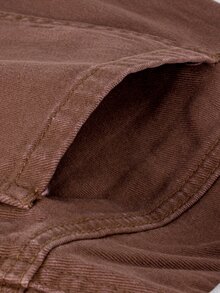 Momance Maternity Versatile Adjustable Waistband Pocket Denim Jeans Formal Party Brown Winter Casual Baggy - Brown - View 7