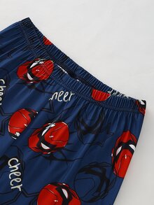 Teen Boys Print Short Sleeve Open Front Collar Long Pants Set, Casual Comfortable Loungewear - Multicolor - View 6