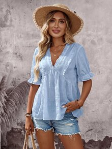 Women Sports Tees & Tanks - Baby Blue - View 7