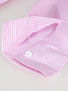 SHEIN Gaun Hamil Lengan Panjang Kerah Depan Kancing Lipat Potongan A-Line Warna Putih untuk Pemotretan Musim Gugur Elegan Kasual Formal - Berwarna merah muda - View 7