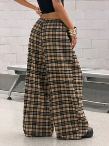 StreetHx 女款街頭復古格紋寬鬆休閒長褲 - 彩色 - 查看 2
