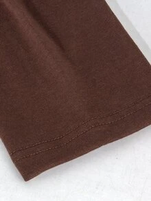 Momance Top de maternidad elegante de manga larga color marrón, cuello de chal con hombros descubiertos, ajuste ceñido, tela elástica para barriga de embarazada, estilo minimalista elegante, adecuado para uso diario y citas - Marrón - Ver 6