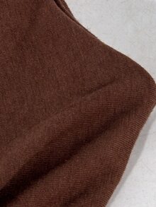 Momance Top de maternidad elegante de manga larga color marrón, cuello de chal con hombros descubiertos, ajuste ceñido, tela elástica para barriga de embarazada, estilo minimalista elegante, adecuado para uso diario y citas - Marrón - Ver 5