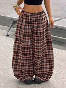 StreetHx Women's Street Retro Plaid Loose Casual Long Pants - Multicolor - View 3