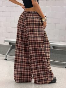 StreetHx Women's Street Retro Plaid Loose Casual Long Pants - Multicolor - View 2