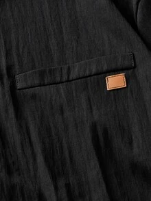 Manfinity VCAY Men's Design Patch Half-Placket Casual Shirt - Black - View 4