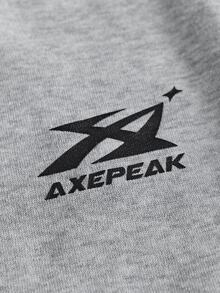 AXEPEAK 男士休閒度假寬鬆街頭風學院風帥氣百搭麻灰色雙腰帶運動長褲，口袋，運動 - 淺灰色 - 查看 6