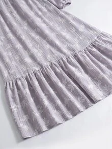 Al Najma 女款灰色滿版印花百褶 Filipiniana 禮服，端莊優雅，適合洗禮賓客、早晨正式場合、辦公室、家庭度假，阿拉伯風冬季長裙 - 彩色 - 查看 4