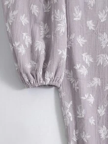 Al Najma 女款灰色滿版印花百褶 Filipiniana 禮服，端莊優雅，適合洗禮賓客、早晨正式場合、辦公室、家庭度假，阿拉伯風冬季長裙 - 彩色 - 查看 3