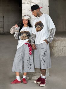 Coolane 女款春夏街頭風復古水洗做舊舒適質感黑色短褲 - 灰色 - 查看 3