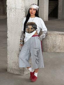 Coolane 女款春夏街頭風復古水洗做舊舒適質感黑色短褲 - 灰色 - 查看 2