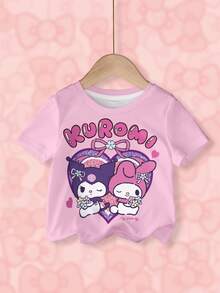HELLO KITTY AND FRIENDS | SHEIN Baby Girls Cartoon Print Short Sleeve Top, All-Over Print - White - View 1