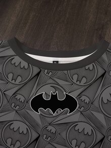 BATMAN X SHEIN 男士全印花圓領套頭運動衫 - 白色 - 查看 4
