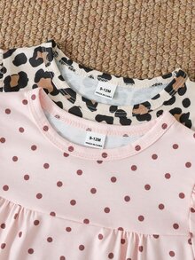 SHEIN 4件組女嬰秋季套裝 可愛圖案小貓與愛心印花 淡粉色長袖荷葉邊 - 彩色 - 查看 6