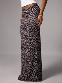 Avenya Minimalist Sexy Brown Print Skirt Vacation Night Fall/Winter Autumn Elegant - Multicolor - View 5