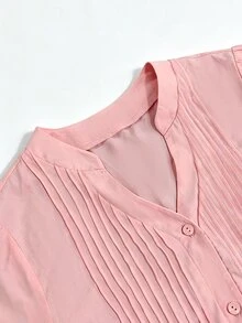 Cévolie 女款時尚休閒優雅浪漫度假印花鈕扣洋裝 - 粉色 - 查看 6
