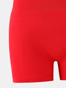 SHEIN 青少年女孩針織純色立領開襟衫、背心與短褲3件式運動套裝 - 彩色 - 查看 9