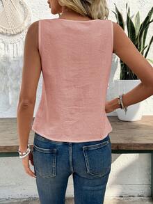 EMERY ROSE Women's Solid Color Sleeveless Tank Top, Fashionable Summer Wear - Pink - View 7