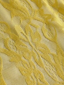 Opulessa Women's Solid Color Summer Vacation Lace Tie-Up Cover Up & Skirt Set Beach - Pale Yellow - View 4