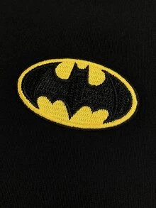 BATMAN X SHEIN Manfinity EMRG 男士圓領休閒百搭日常穿著短袖T恤 - 黑色 - 查看 5