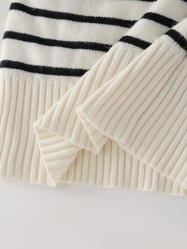 Franclia New Arrival Women's Stylish Striped Fleece-Lined Turtleneck Pullover Sweater For Autumn & Winter - Multicolor - View 8