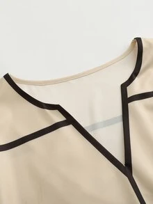 SHEIN 女款長袖寬鬆休閒度假外出舒適襯衫 - 杏色 - 查看 7