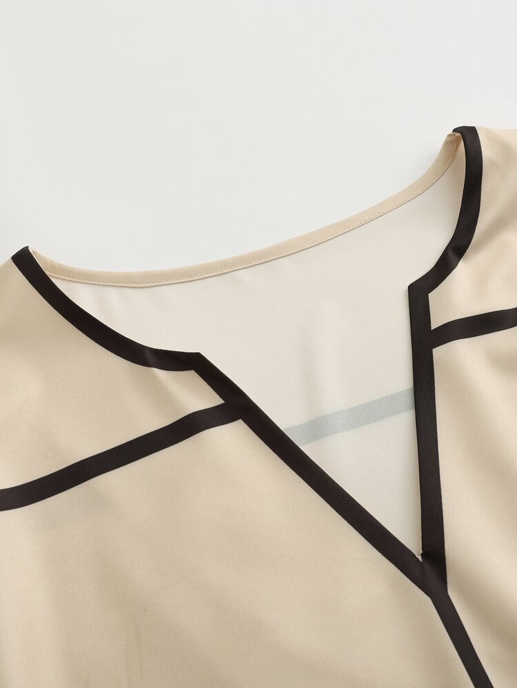 SHEIN قميص نسائي بأكمام طويلة فضفاض كاجوال مريح للخروجات والعطلات - لون مشمشي - مشاهدة 7