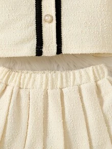 SHEIN Elladie kids 2Pcs Set Girlss Outerwear Co-Ords Back To School Fall - Apricot - View 7