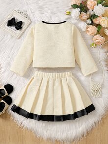 SHEIN Elladie kids 2Pcs Set Girlss Outerwear Co-Ords Back To School Fall - Apricot - View 2