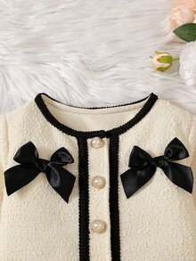 SHEIN Elladie kids 2Pcs Set Girlss Outerwear Co-Ords Back To School Fall - Apricot - View 8