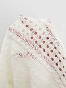 Balvessa 圓領麻花編織鏤空網格露肩無袖短版針織背心毛衣 - 白色 - 查看 4