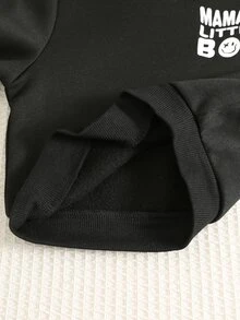 SHEIN 2件組男嬰秋冬可愛棋盤格連帽衛衣與吊帶褲套裝，黑色，街頭風穿搭 - 彩色 - 查看 9