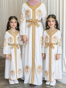 Kids Arabic Kaftan Thobes, Jalabiyat Long Dress - Multicolor - View 3