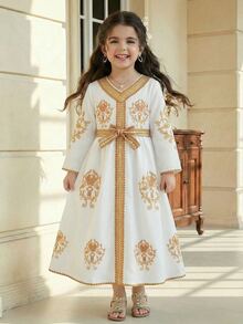 Kids Arabic Kaftan Thobes, Jalabiyat Long Dress - Multicolor - View 4