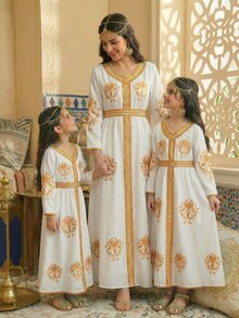 Kids Arabic Kaftan Thobes, Jalabiyat Long Dress - Multicolor - View 5