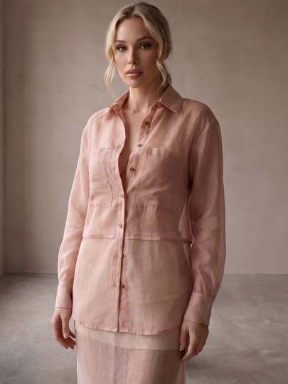 Rouah Camisa de manga larga transparente de unicolor para mujer - Camisa de otoño, Camisa de otoño, Blusa de otoño, Top de otoño, Blusa de otoño, Camisa de sábana, Camisa de manga larga para otoño, Nueva camisa de otoño