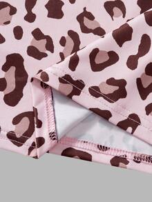 SHEIN 2pcs/Set Teen Short Sleeve & Long Pants Outfit, Pink Bow Ribbon, Suitable For Spring/Summer, Sports & Commute - Pink - View 5