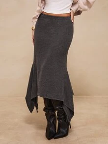 SHEIN Allurite تنانير نسائية - رمادي - مشاهدة 6