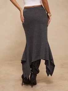 SHEIN Allurite تنانير نسائية - رمادي - مشاهدة 2