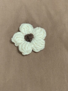 Resyla 女款 3D 花卉裝飾彈性腰錐腿長褲 白色與棕色 秋冬休閒可愛 校園早午餐風 - 棕色 - 查看 4