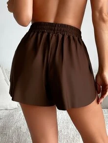 SHEIN Swim Women Bikini Bottoms Kolor Simpul Plain - Mocha Brown - View 2