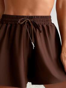 SHEIN Swim Women Bikini Bottoms Kolor Simpul Plain - Mocha Brown - View 3