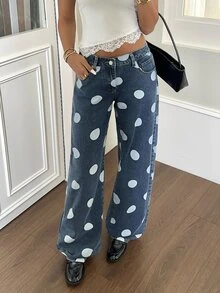 Rivivi Petite Y2K Women's Denim Curved Leg Pants - Medium Wash - View 5